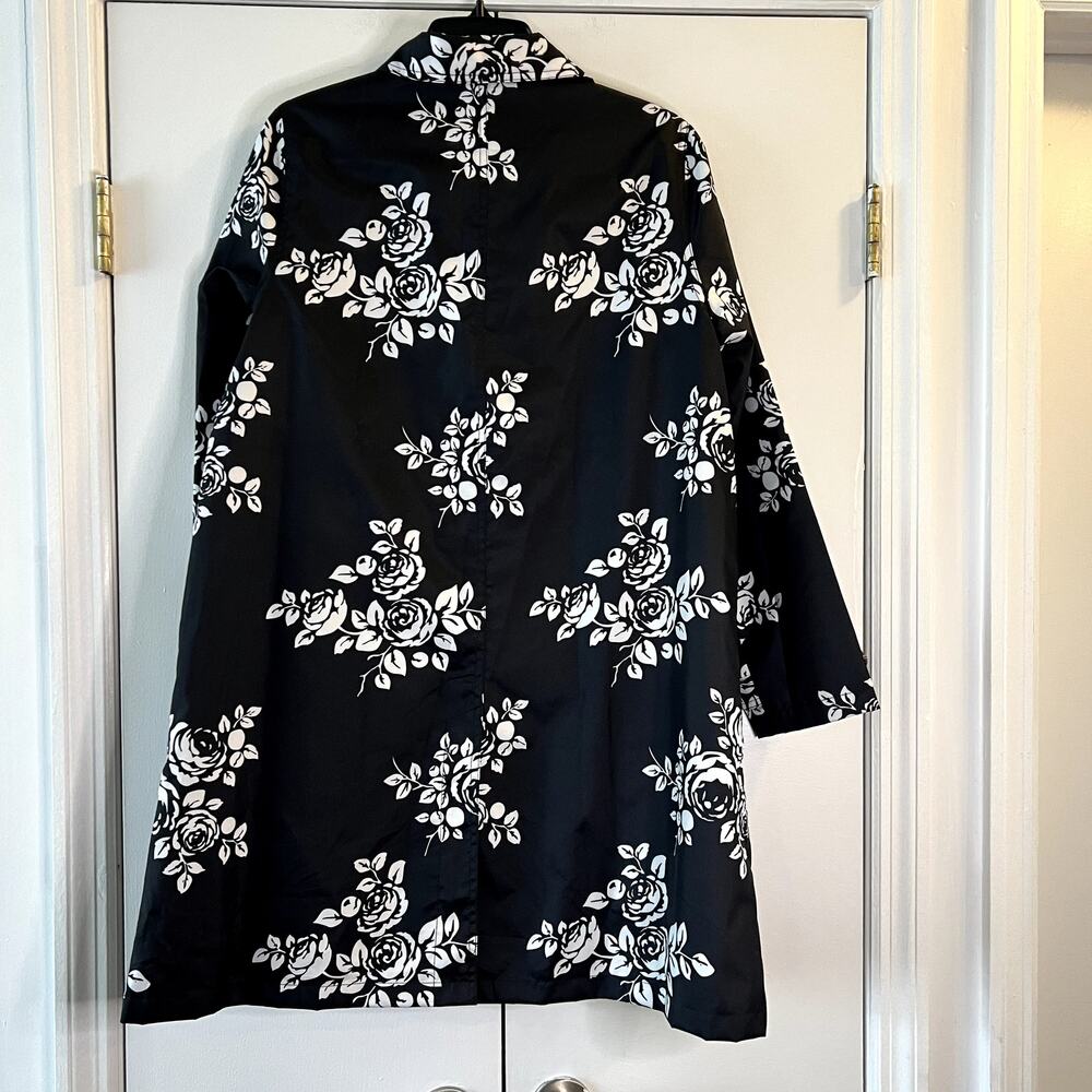 capelli new york trench coat floral roses black white size S - Picture 6 of 6
